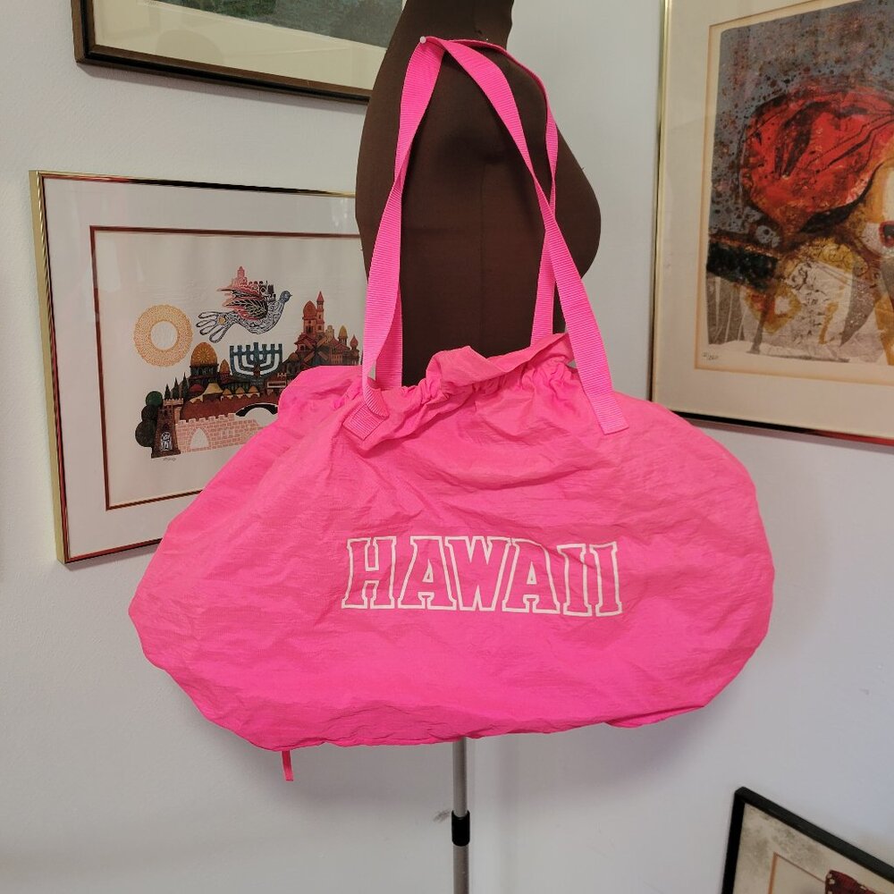 Vintage 80's Hot Pink Beach Bag Large Hawaii